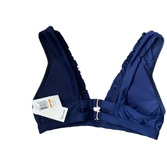 Splendid Frill Seeker Navy Blue Halter Bikini Top SP22138 NWT Size Small - Picture 7 of 8